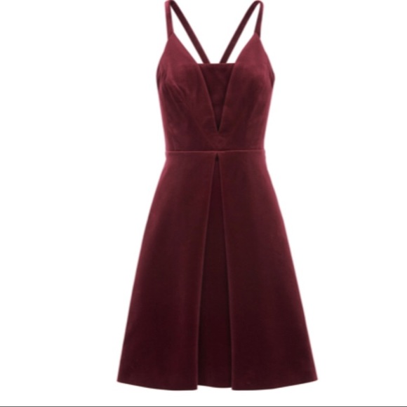 Whistles NWT B Love Velvet Dress in Maroon. - Picture 2 of 5